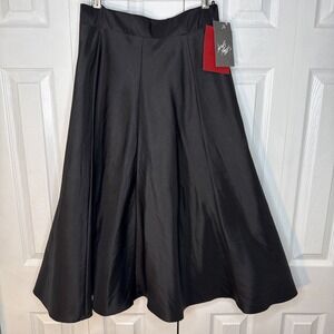 JS Collections Black Metallic Sheen Full Maxi Skirt‎ Formal Evening Gown Size 8